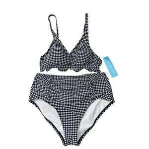 Draper James RSVP Two Piece Gingham Bikini Swimsuit Size Small blue white